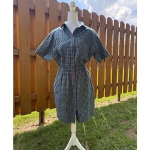 Vintage Sportables  Plaid Shirt Dress Size Medium 80's USA Made
